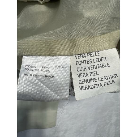 Max Mara Studio Beige Leather Jacket Quiet Luxury Minimalist Sz 10 Made In Italy - Picture 3 of 10